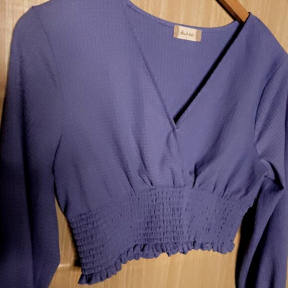 Altar'd State Purple Textured Long Sleeve Cropped Top Large - Picture 4 of 7